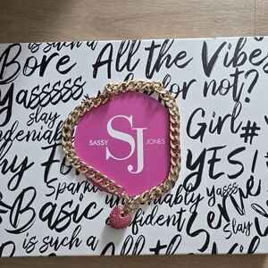 Sassy Jones Gold Chain Necklace with Pink Heart Charm